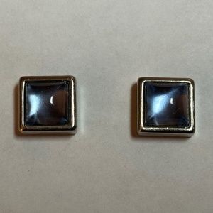 Pierced Earrings Blue Stone and Silver